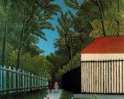 亨利卢梭 - Landscape in Montsouris Park with five figures